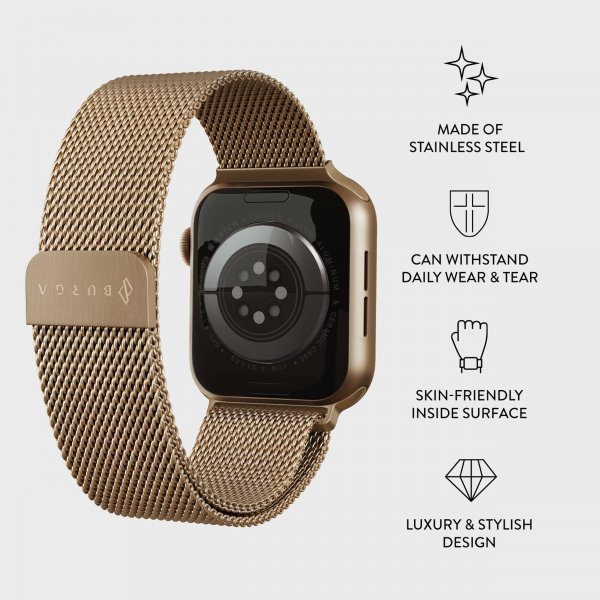 Burga Apple Watch 44/45/46mm/Ultra 49mm Rem Metal Mesh Guld