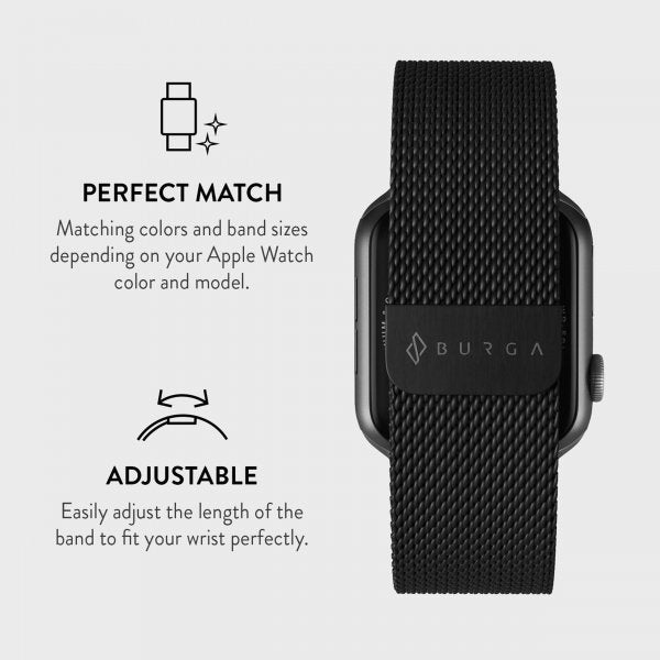 Burga Apple Watch 38/40/41/42mm Rem Metal Mesh Sort
