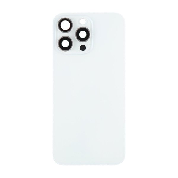 iPhone 15 Pro Max Bagside Glas med Magnet og Kameralinse - Hvid Titanium