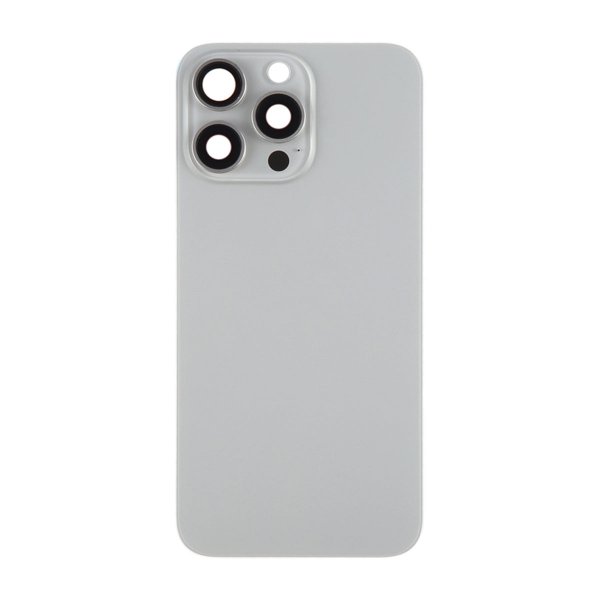 iPhone 15 Pro Max Bagside Glas med Magnet og Kameralinse - Naturlig Titanium