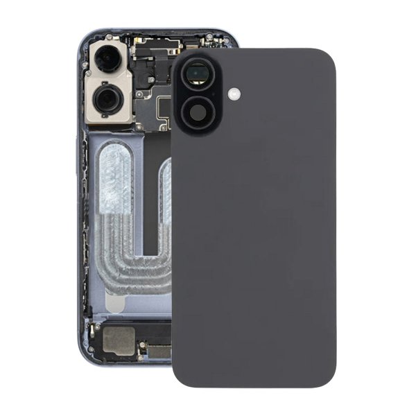iPhone 16 Plus Bagside Glas med Magnet og Kameralinse - Sort