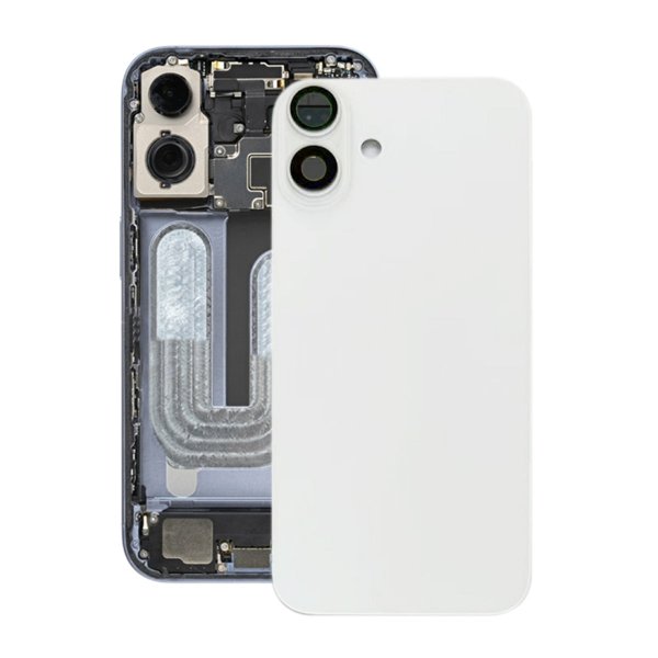 iPhone 16 Bagside Glas med Magnet og Kameralinse - Hvid