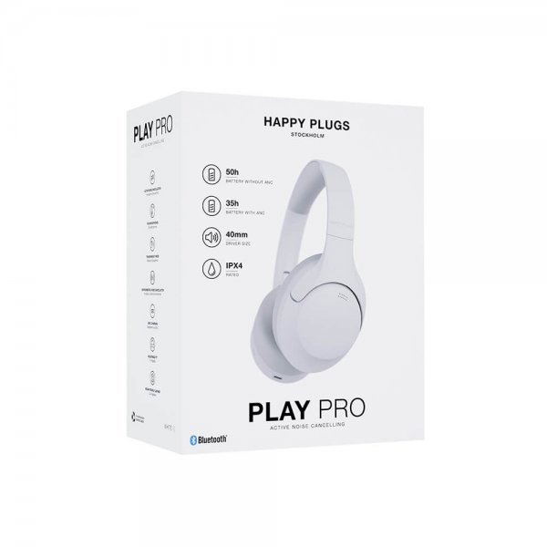 Happy Plugs Trådløse Hovedtelefoner Play Pro ANC Over-Ear Hvid