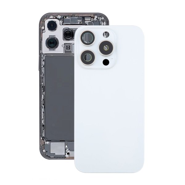 iPhone 16 Pro Bagside Glas med Magnet og Kameralinse - Hvid Titanium