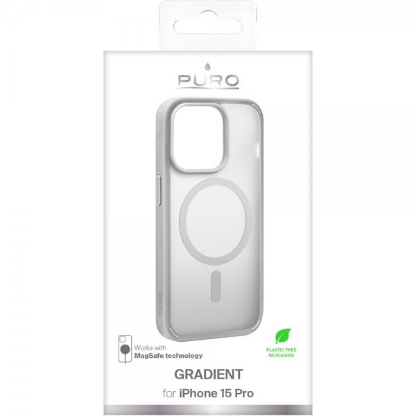 Puro iPhone 15 Pro Cover Gradient MagSafe Silver