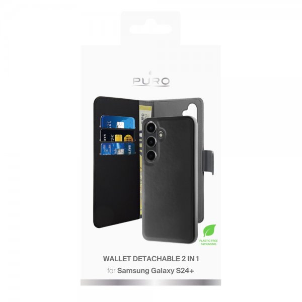 Puro Samsung Galaxy S24 Plus Cover Wallet Detachable 2-i-1 Sort