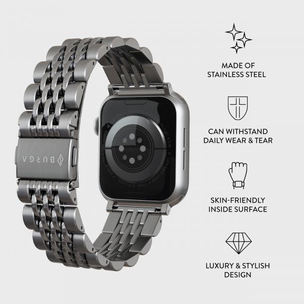 Burga Apple Watch 38/40/41/42mm Rem Metal Sølv