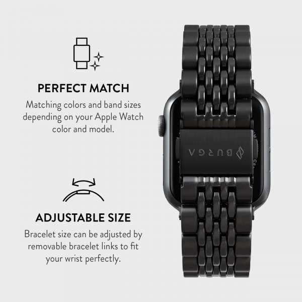 Burga Apple Watch 44/45/46mm/Ultra 49mm Rem Metal Sort