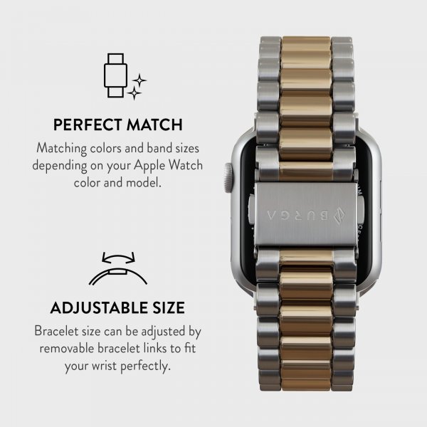 Burga Apple Watch 44/45/46mm/Ultra 49mm Rem Metal Sølv Guld