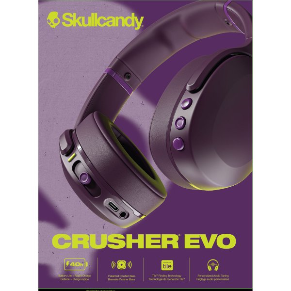 Skullcandy Trådløse Hovedtelefoner Crusher Evo Over-Ear Midnight Plum