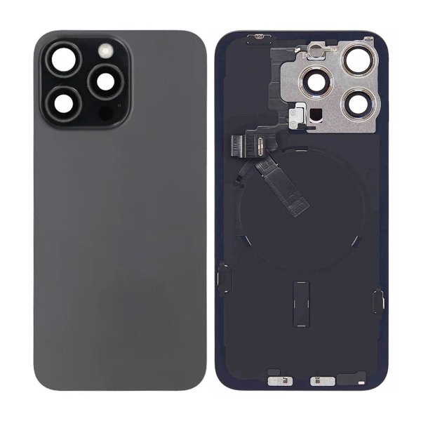 iPhone 15 Pro Max Bagside Glas Komplet OEM - Sort