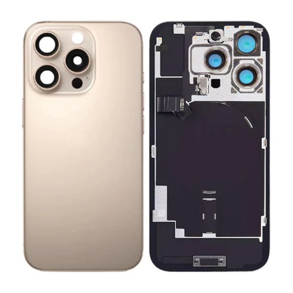 iPhone 16 Pro Max Bagside Glas med smådele - Sandfarvet Titanium