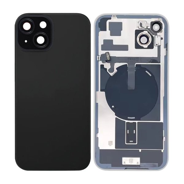 iPhone 15 Plus Bagside Glas med smådele - Sort