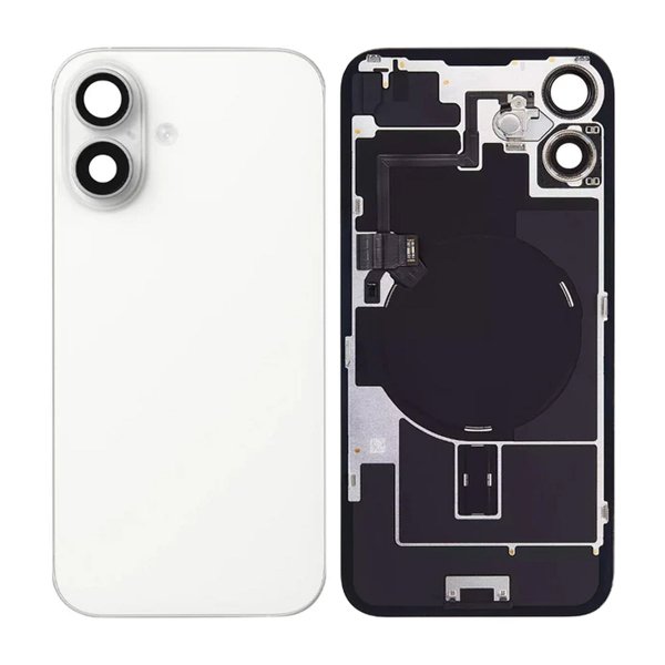 iPhone 16 Bagsideglas med smådele - Hvid