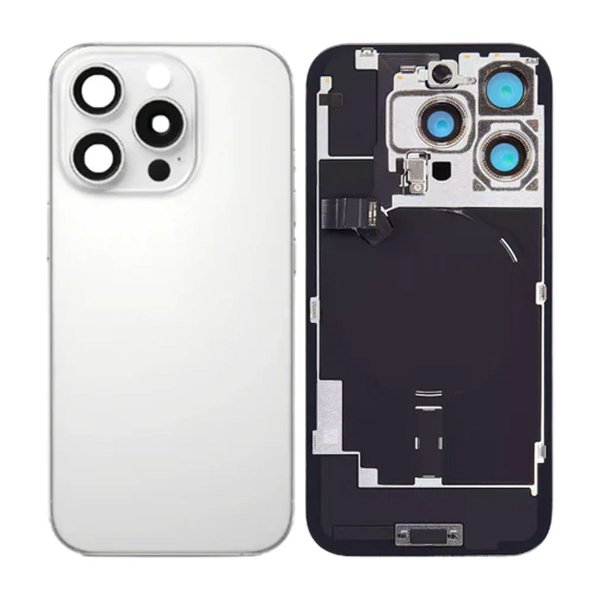 iPhone 16 Pro Bagside Glas med smådele - Hvid Titanium