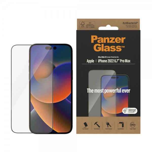 PanzerGlass iPhone 14 Pro Max skærmbeskyttelse Ultra-Wide Fit