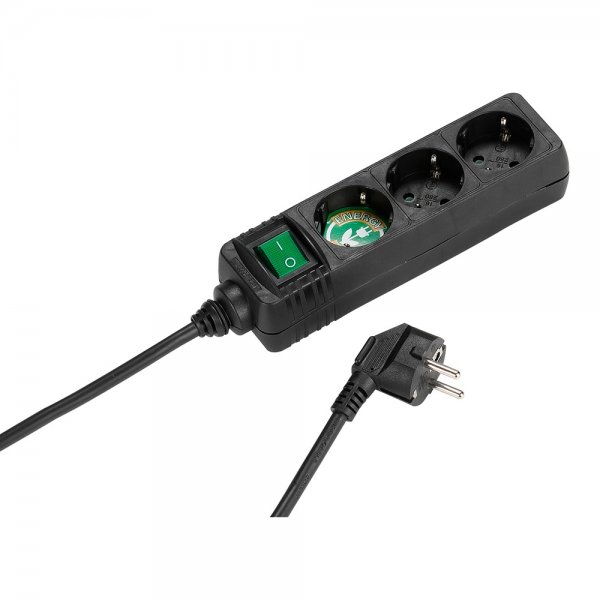 Vivanco 3-vejs Fordelerstik med Afbryder 1.4m Sort