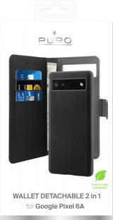 Puro Google Pixel 6a Etui Wallet Detachable 2 i 1 Sort