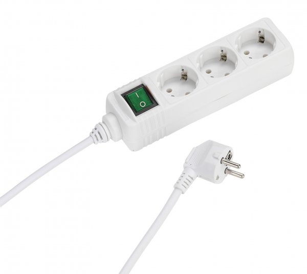 Vivanco 3-vejs Fordelerstik med Afbryder 3m Hvid