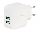 Vivanco Oplader 2xUSB-A 3.4A (2.4+1A) 18W Hvid