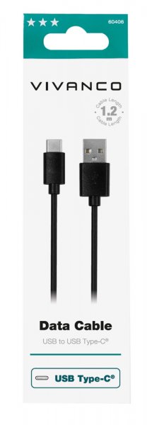 Vivanco Kabel Data Cable USB-A/USB-C 1.2m Sort