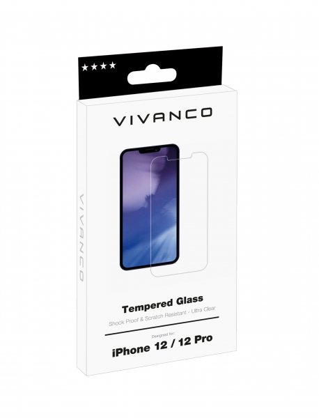 Vivanco iPhone 12/iPhone 12 Pro Skærmbeskyttelse Hærdet Beskyttelsesglas 9H