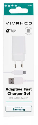 Vivanco Oplader med Kabel Adaptive Fast Charger Sæt USB-C 15W 1m Hvid