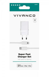 Vivanco Oplader med Kabel Super Fast Charger Sæt USB-C/Lightning 20W 1.2m Hvid
