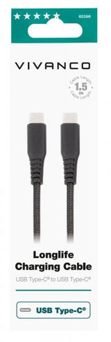 Vivanco Kabel Longlife Braided USB-C/USB-C 1.5m Sort
