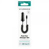 Vivanco Biloplader med Spiralkabel 1m USB-C 12W Sort