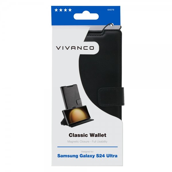 Vivanco Samsung Galaxy S24 Ultra Etui Classic Wallet Sort