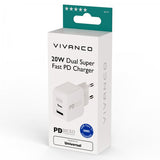 Vivanco Oplader 20W Dual Super Fast PD Oplader Hvid