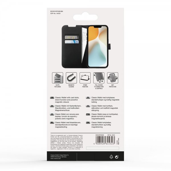 Vivanco iPhone 16./17. Etui Classic Wallet Sort