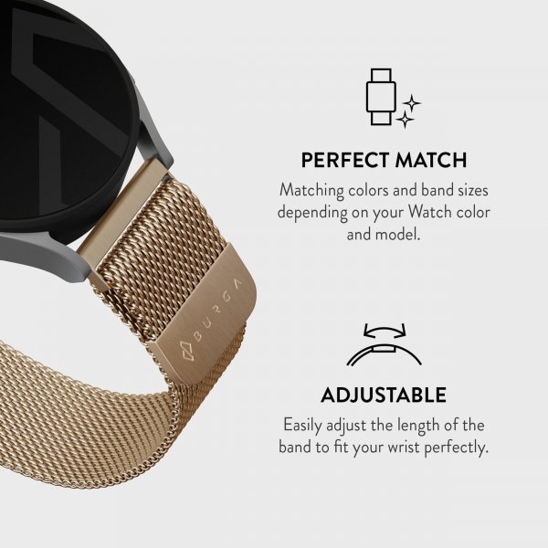 Burga Samsung Galaxy Watch 20mm Rem Metal Mesh Guld