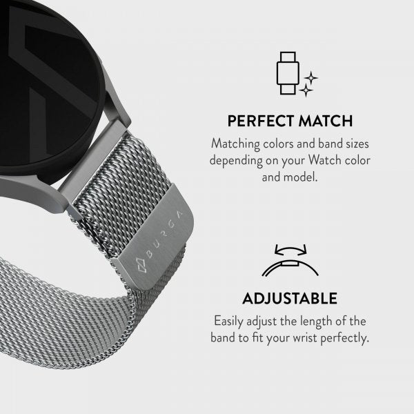Burga Samsung Galaxy Watch 22mm Armbånd Metal Mesh Sølv