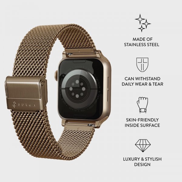 Burga Apple Watch 44/45/46mm/Ultra 49mm Rem Mesh Elegance Guld