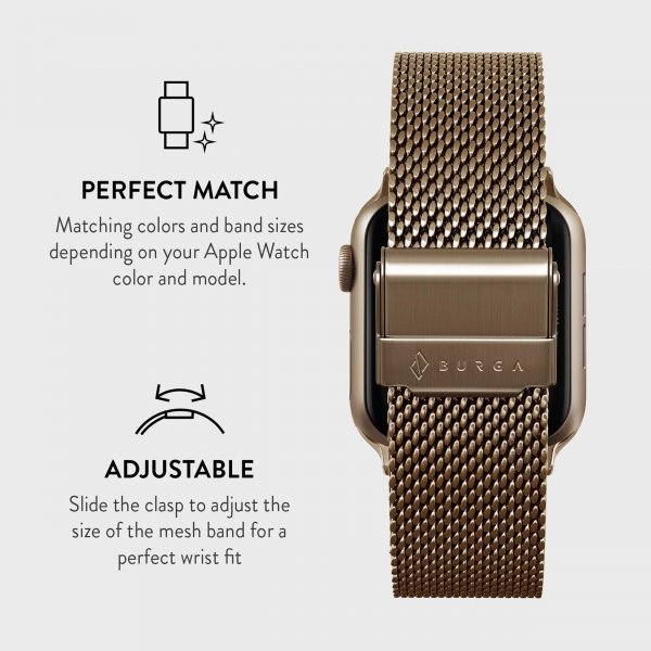 Burga Apple Watch 38/40/41/42mm Rem Mesh Elegance Guld