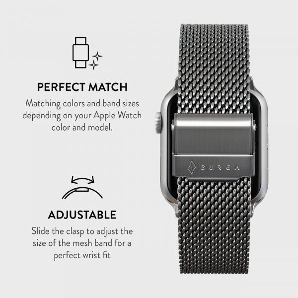 Burga Apple Watch 38/40/41/42mm Rem Mesh Elegance Sølv