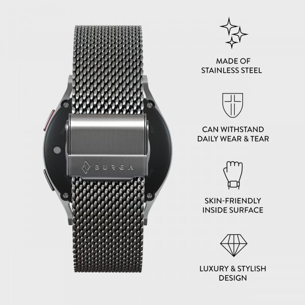 Burga Samsung Galaxy Watch 22mm Rem Mesh Elegance Sølv