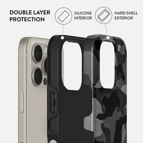 Burga iPhone 16 Cover Tough Night Black Camouflage