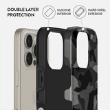 Burga iPhone 16 Cover Tough Night Black Camouflage
