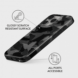 Burga iPhone 16 Cover Tough Night Black Camouflage