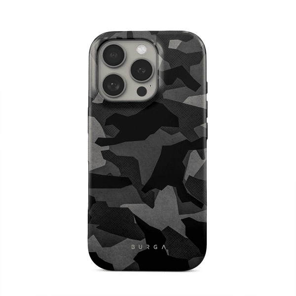 Burga iPhone 15 Pro Cover Tough MagSafe Night Black Camo