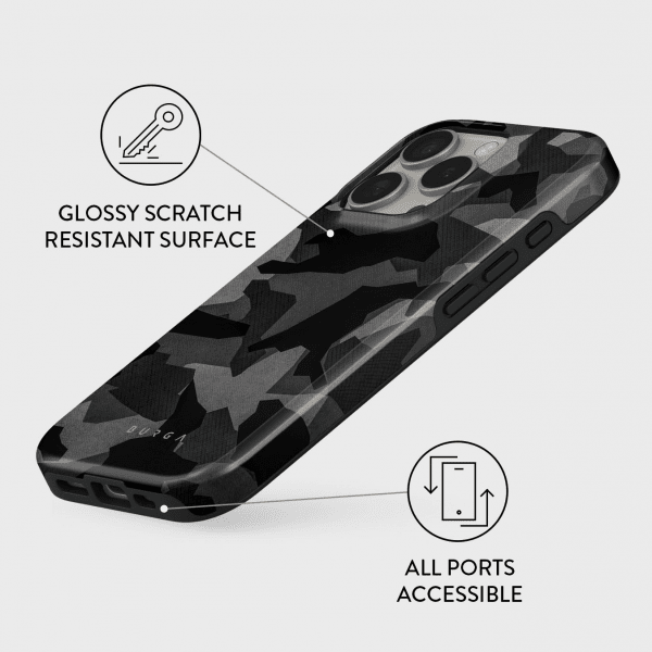 Burga iPhone 15 Pro Cover Tough MagSafe Night Black Camo
