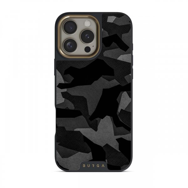 Burga iPhone 15 Pro Cover Elite Dark MagSafe Night Black Camo