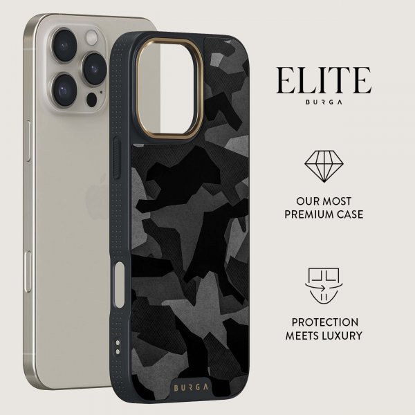 Burga iPhone 15 Pro Max Cover Elite Dark MagSafe Night Black Camo