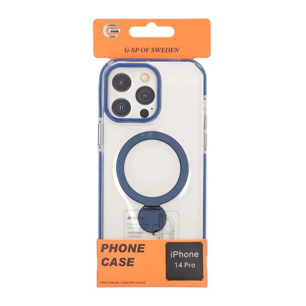 iPhone 14 Pro Cover Ringstativ MagSafe Blå
