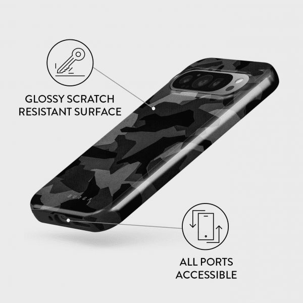 Burga Google Pixel 9/Pixel 9 Pro Cover Tough Night Black Camo