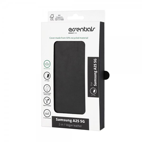 Essentials Samsung Galaxy A25 Etui 2-i-1 Vegansk Læder Sort