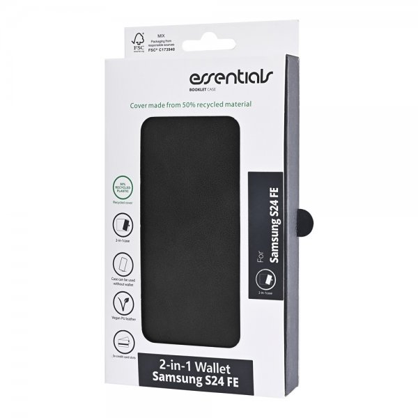 Essentials Samsung Galaxy S24 FE Etui 2-i-1 Vegansk Læder Sort
